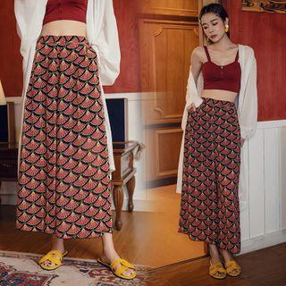 Set: Spaghetti Strap Top + Pattern Wide-leg Pants + Light Jacket
