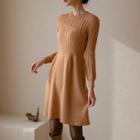 Crew-neck Flared Cable-knit Minidress