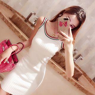 Contrast Trim Mini Knit Bodycon Dress
