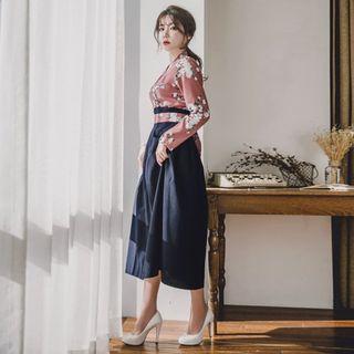 Maxi Hanbok Skirt Navy Blue - One Size