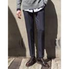 Elasticized-waist Straight-cut Wrinkle-free Dress Pants (medium / Short)
