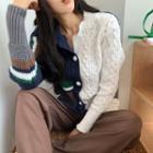 Color Block Cardigan Blue & White - One Size
