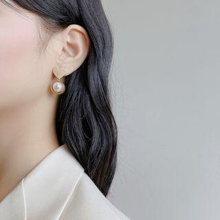 Alloy Heart Faux Pearl Dangle Earring 1 Pair - E2214 - Love Heart - One Size
