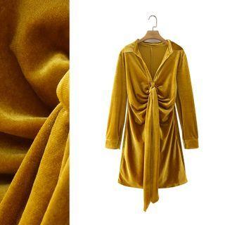 Tie Front Velvet Dress
