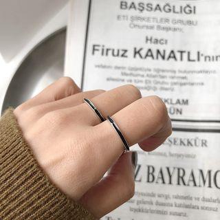 925 Sterling Silver Hoop Earring K440 - Black Ring - Silver - One Size