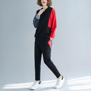 Set: Color Block Hoodie + Harem Pants