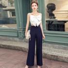 Spaghetti Strap Bow Top / Wide-leg Pants / Set