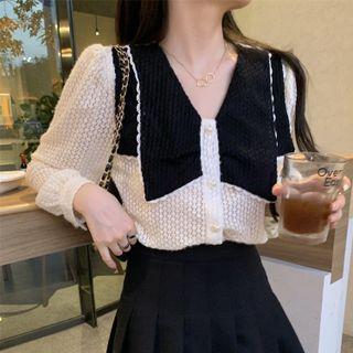 Long-sleeve Peter Pan-collar Lace Blouse