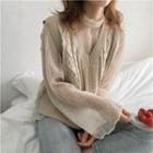 Long-sleeve Lace Top / Knit Vest
