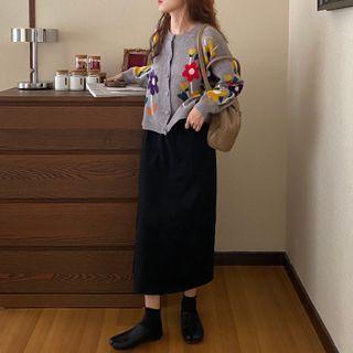 Long-sleeve Floral Print Cardigan