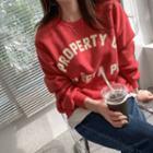 Letter-printed Napped Boxy Pullover