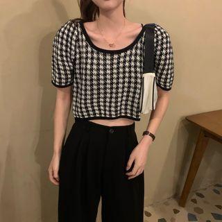 Short Sleeve Houndstooth Top