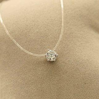 Snowflake Faux Crystal Pendant Fishing Line Necklace Silver - One Size