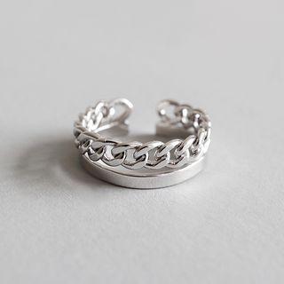 925 Sterling Silver Chain Layered Open Ring