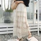 Lace Tiered Maxi Skirt