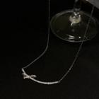 Knot Pendant Alloy Necklace 1 Pair - Silver - One Size