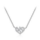 925 Sterling Silver Fashion Sweet Heart Necklace With Cubic Zircon Silver - One Size
