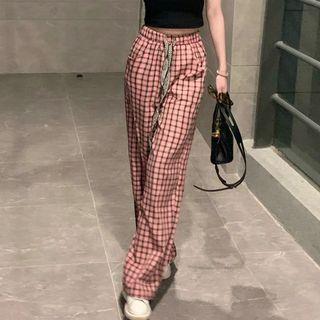 Plaid Wide Pants