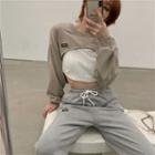 Cropped Camisole / Long-sleeve Cut-out Cropped Top / Jogger Sweatpants