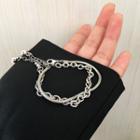 Layered Alloy Bracelet Silver - One Size