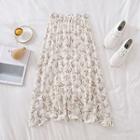Floral Print Chiffon High-waist A-line Skirt Off-white - One Size