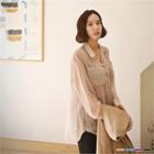 Long-sleeve Dual-pocket Sheer Shirt