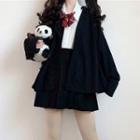 Cardigan / Pleated Skirt / Long-sleeve Shirt