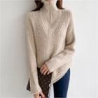 Zip-front Ribbed Sweater
