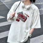 Short-sleeve Tomato Print Oversized T-shirt