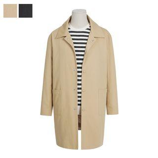 Snap-button Balmacaan Coat