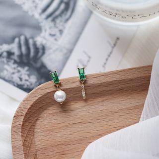 Gemstone Faux Pearl Earring