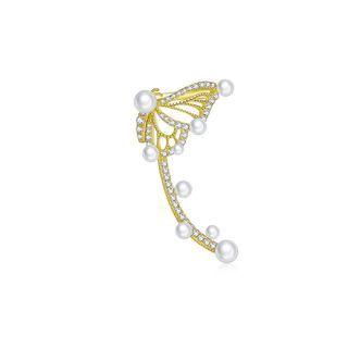 Rhinestone Faux Pearl Butterfly Ear Cuff