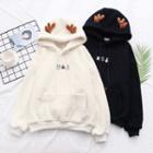 Antler Accent Embroidered Fleece Hoodie