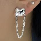 Heart Chained Drop Earring 1 Pc - Right Ear - Silver - One Size