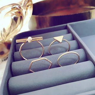 Set Of 4: Geometric Ring (various Designs)