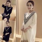 3/4-sleeve V-neck T-shirt Dress
