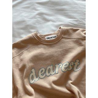 Letter Print Sweatshirt Beige - One Size