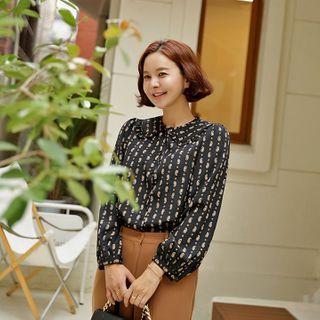 Frill-collar Paisley Print Blouse