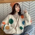 Dotted Lantern-sleeve Cardigan