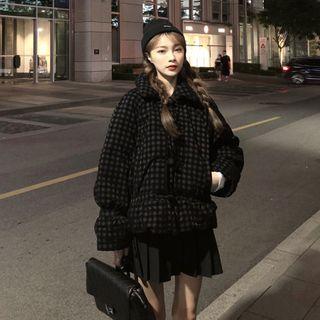 Plaid Padded Coat Plaid - One Size