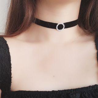 Rhinestone Buckled Choker