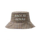 Embroidered Lettering Plaid Bucket Hat
