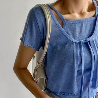 Set: Lettuce-edge Cardigan + Halter Top
