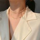 Bead Layered Necklace White Faux Pearl & Gold - One Size