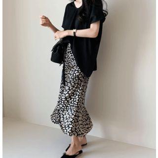 V-neck Satin Top Black - One Size