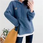Embroidered Loose-fit Sherpa-fleece Hoodie