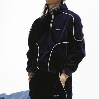 Piped Mock-neck Long-sleeve Sweatshirt
