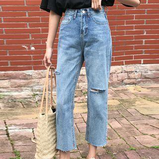 Straight-fit Cutout Jeans