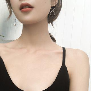 Non-matching Infinity & Zigzag Faux Pearl Earring