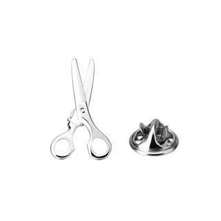 Simple Creative Barber Scissors Brooch Silver - One Size